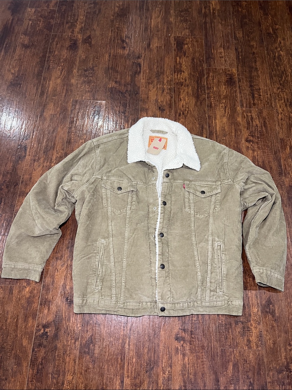 Levi's Olive-Tan Corduroy Sherpa Trucker Jacket
